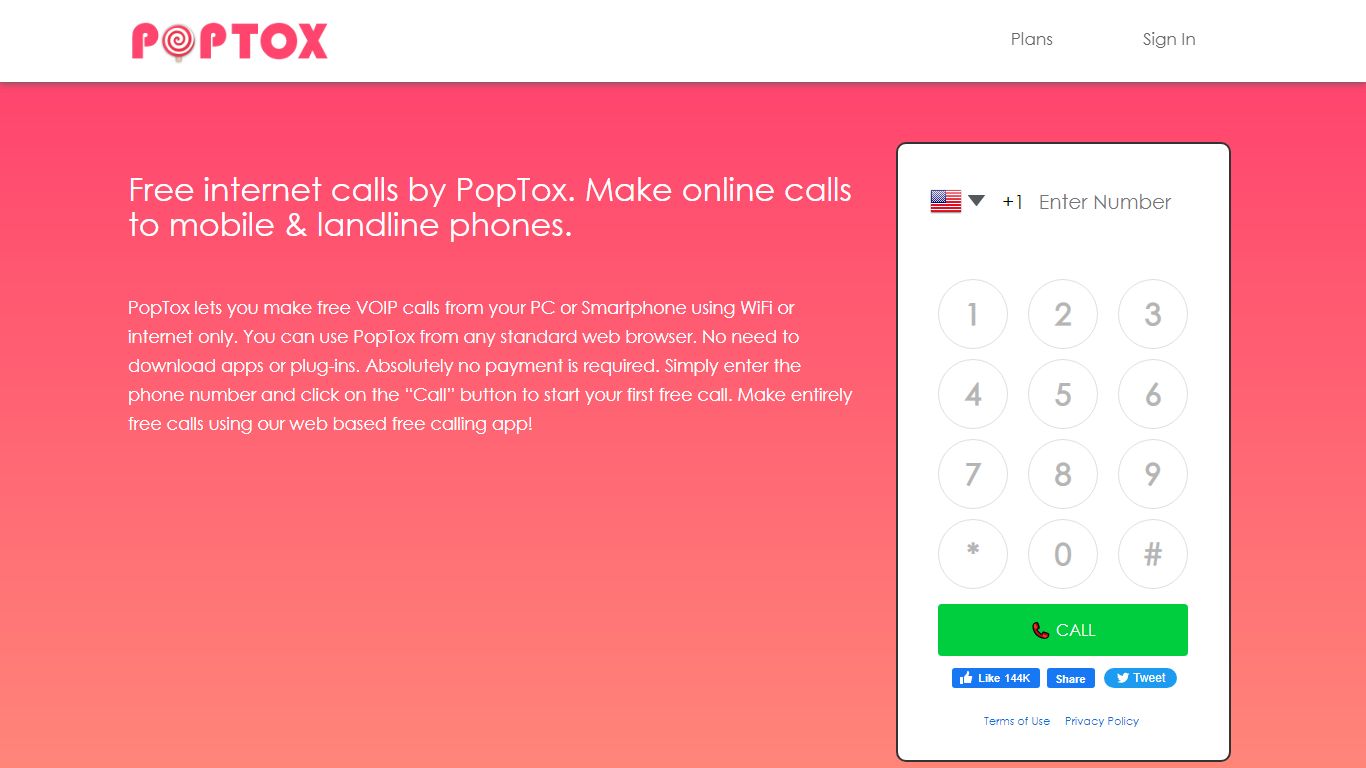 Free Internet Calls | Free Online Calls | PopTox